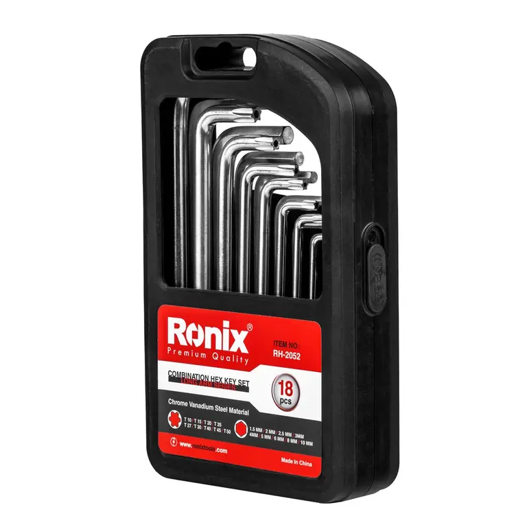 مجموعه ۱۸ عددی آچار آلن بلند ترکیبی Ronix مدل RH-2052